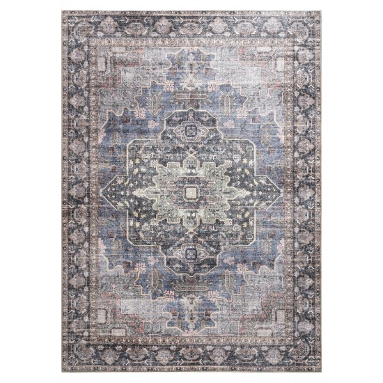 Kaleen Boho Patio Collection Navy Blue Runner 2'3" x 7'6"