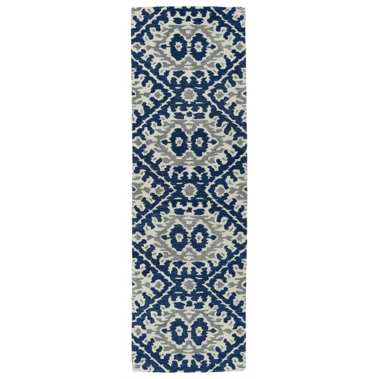 Kaleen Global Inspiration Collection Dark Blue Throw Rug 2' x 3'