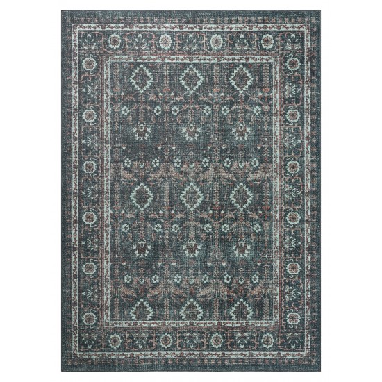 Kaleen Boho Patio Collection Dark Teal Throw Rug 2' x 3'