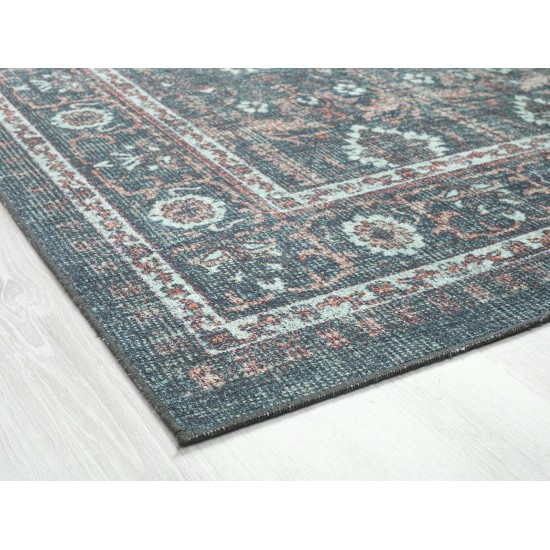 Kaleen Boho Patio Collection Dark Teal Throw Rug 2' x 3'