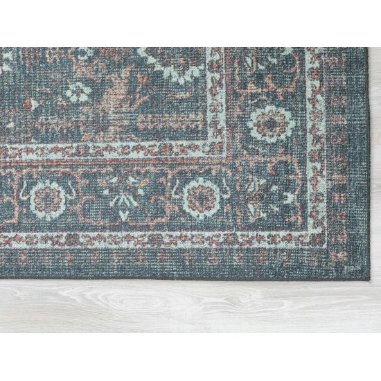 Kaleen Boho Patio Collection Dark Teal Throw Rug 2' x 3'