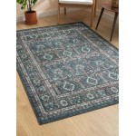 Kaleen Boho Patio Collection Dark Teal Throw Rug 2' x 3'