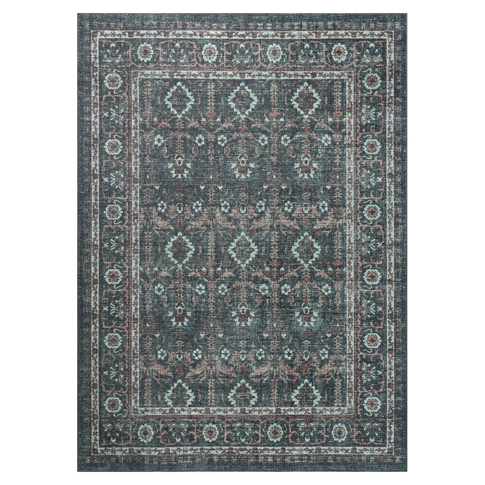Kaleen Boho Patio Collection Dark Teal Area Rug 5' x 7'6"