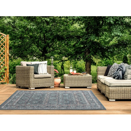 Kaleen Boho Patio Collection Dark Teal Area Rug 5' x 7'6"