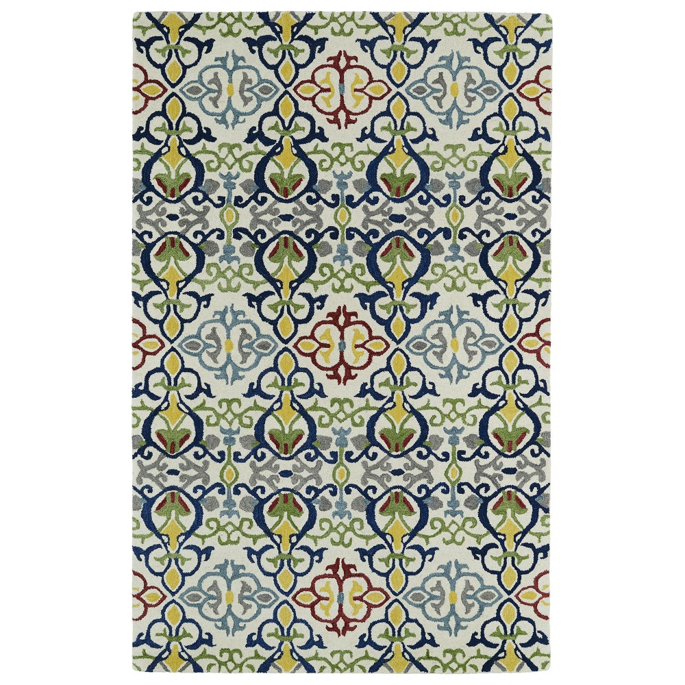 Kaleen Global Inspiration Collection Ivory Navy Area Rug 3'6" x 5'6"