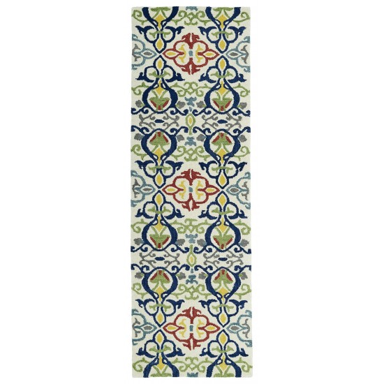 Kaleen Global Inspiration Collection Ivory Navy Area Rug 8' x 10'