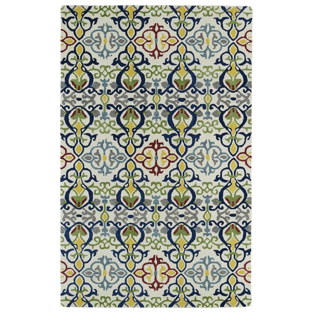 Kaleen Global Inspiration Collection Ivory Navy Area Rug 9' x 12'