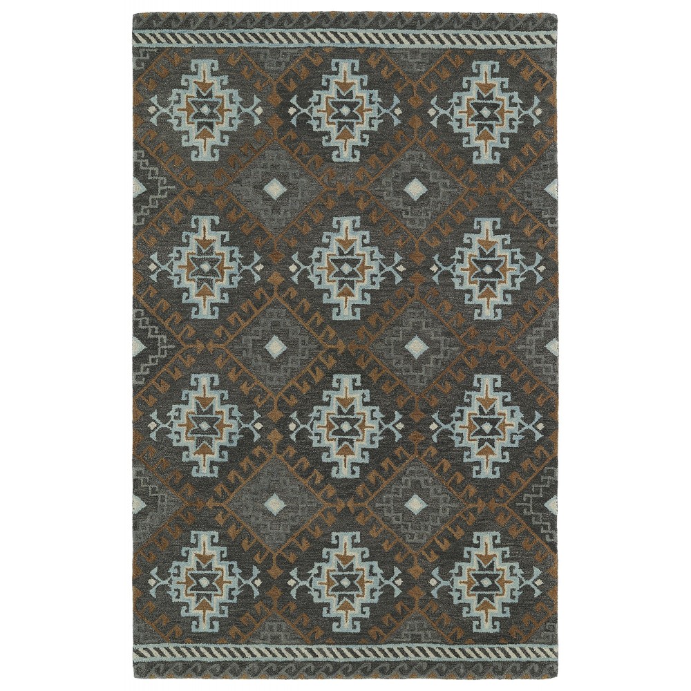 Kaleen Global Inspiration Collection Dark Gray Gray Throw Rug 2' x 3'