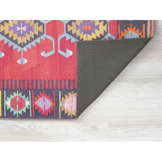 Kaleen Boho Patio Collection Bright Cranberry Area Rug 5' x 7'6"