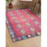 Kaleen Boho Patio Collection Bright Cranberry Area Rug 5' x 7'6"