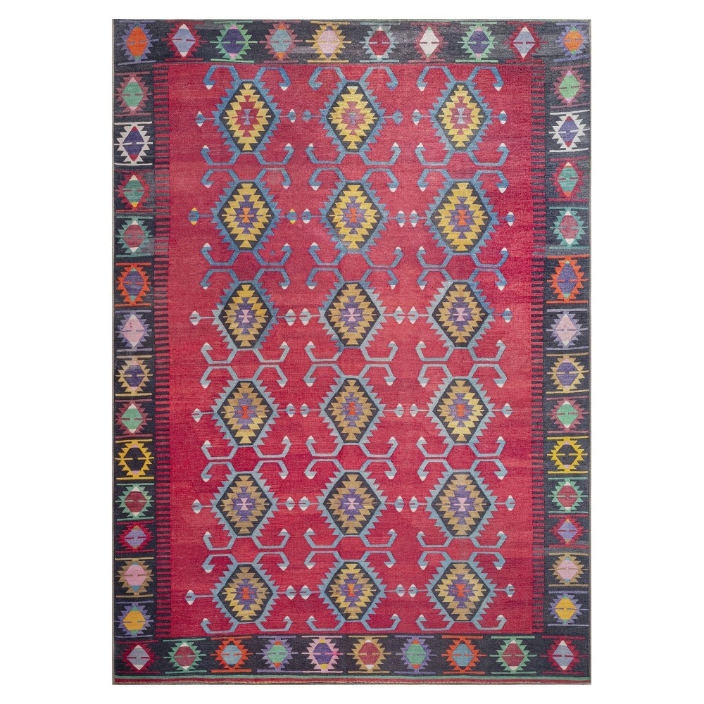 Kaleen Boho Patio Collection Bright Cranberry Area Rug 8' x 10'