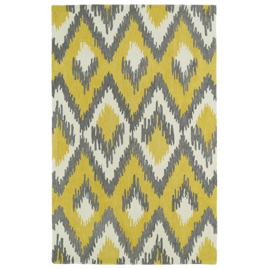 Kaleen Global Inspiration Collection Bright Yellow Throw Rug 2' x 3'