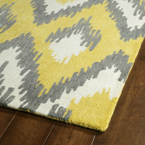 Kaleen Global Inspiration Collection Bright Yellow Throw Rug 2' x 3'