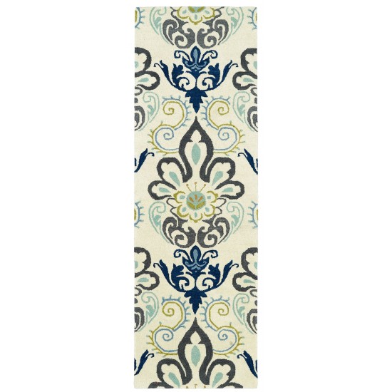 Kaleen Global Inspiration Collection Ivory Charcoal Runner 2'6" x 8'