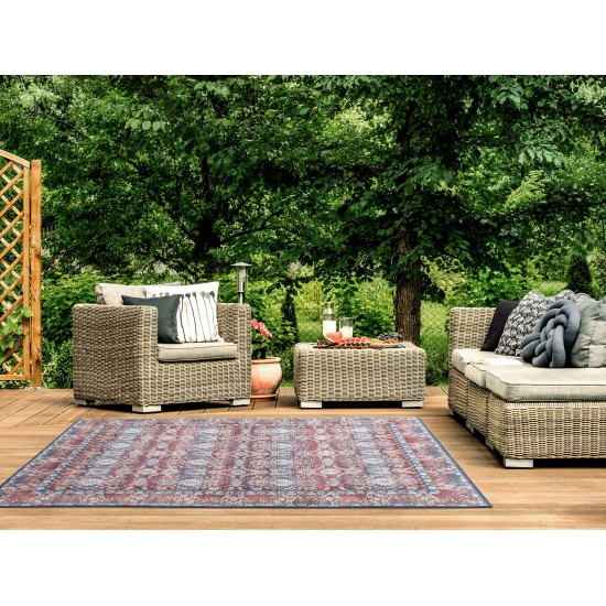 Kaleen Boho Patio Collection Multi Blue Area Rug 5' x 7'6"