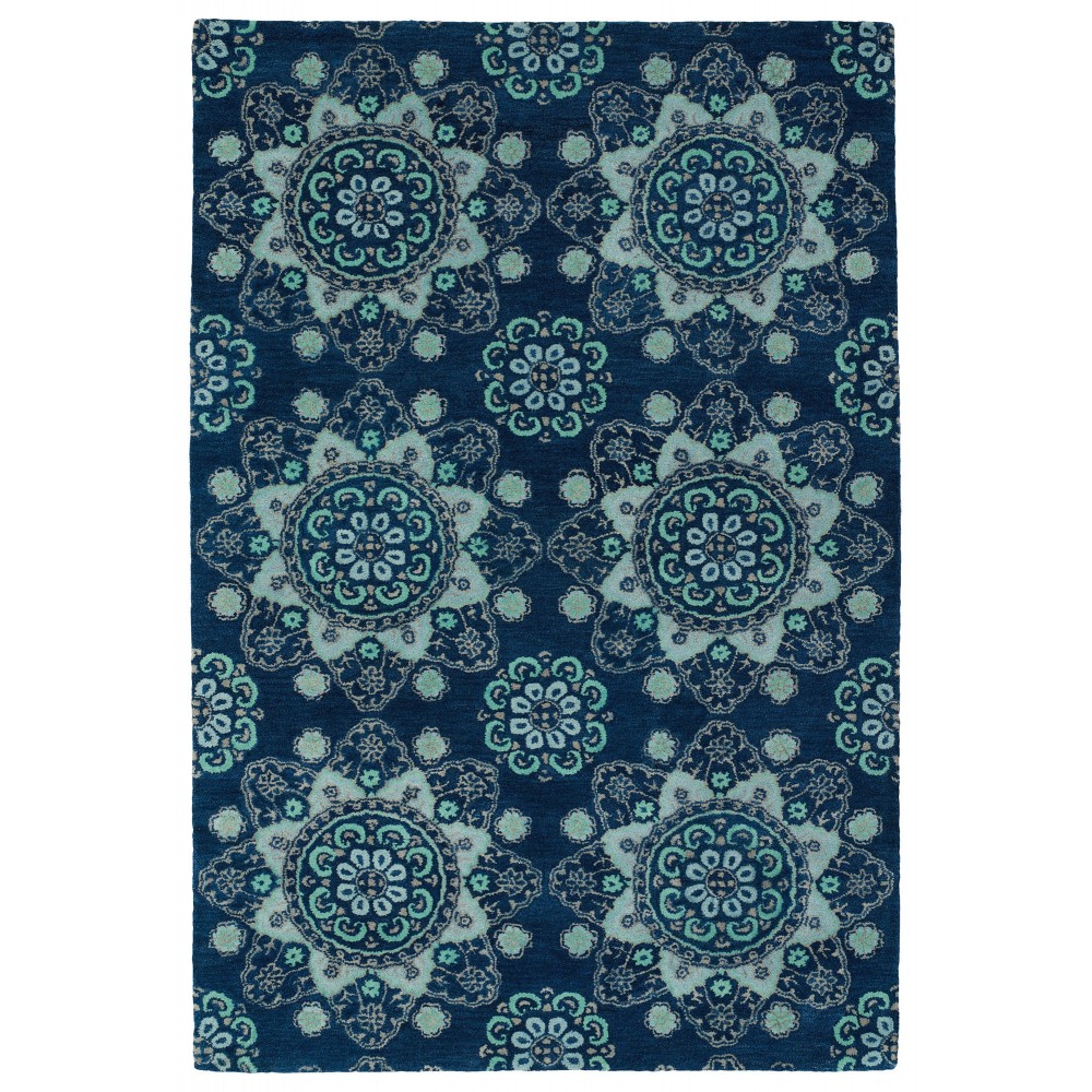 Kaleen Global Inspiration Collection Dark Navy Throw Rug 2' x 3'