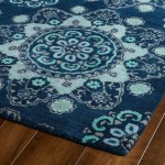 Kaleen Global Inspiration Collection Dark Navy Throw Rug 2' x 3'