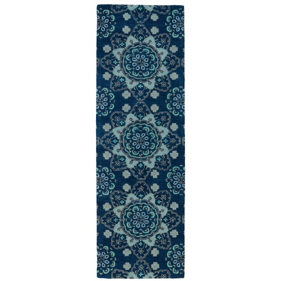 Kaleen Global Inspiration Collection Dark Navy Throw Rug 2' x 3'