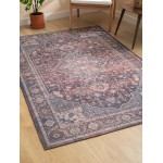 Kaleen Boho Patio Collection Multi Teal Throw Rug 2' x 3'