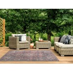 Kaleen Boho Patio Collection Multi Teal Throw Rug 2' x 3'