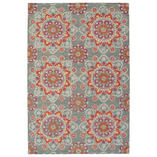 Kaleen Global Inspiration Collection Gray Ivory Throw Rug 2' x 3'