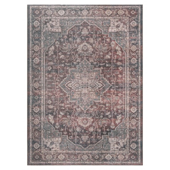 Kaleen Boho Patio Collection Multi Teal Area Rug 5' x 7'6"