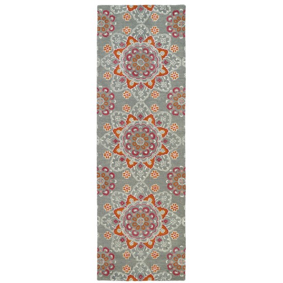 Kaleen Global Inspiration Collection Gray Ivory Runner 2'6" x 8'