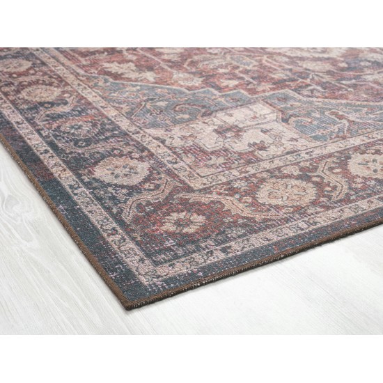 Kaleen Boho Patio Collection Multi Teal Area Rug 5' x 7'6"