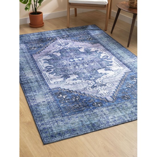 Kaleen Boho Patio Collection Blue Lavender Throw Rug 2' x 3'