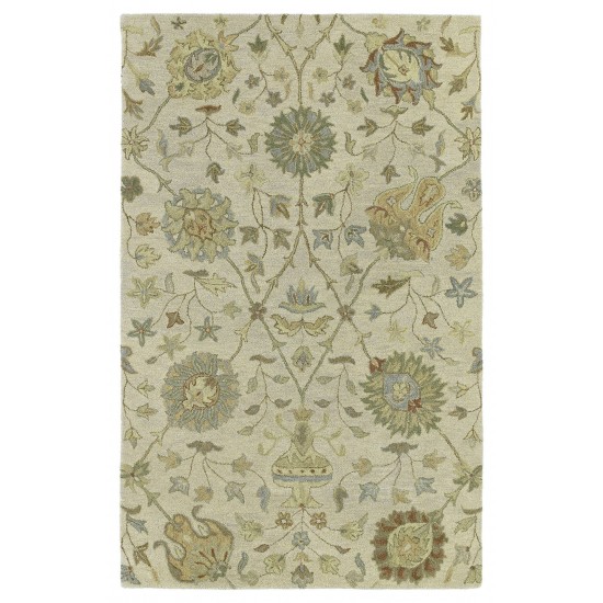 Kaleen Helena Collection Sand Background Sage Throw Rug 2' x 3'