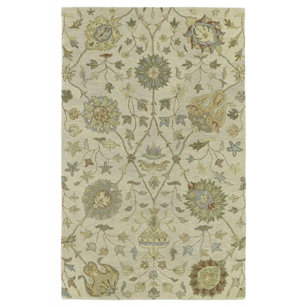 Kaleen Helena Collection Sand Background Sage Throw Rug 2' x 3'