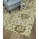 Kaleen Helena Collection Sand Background Sage Throw Rug 2' x 3'