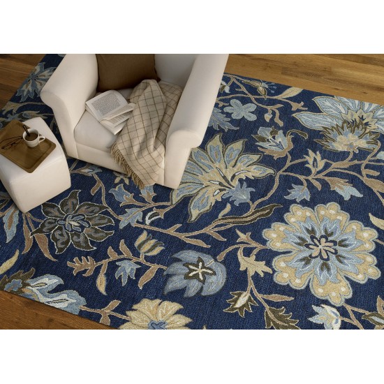 Kaleen Brooklyn Collection Dark Blue Area Rug 9'6" x 13'