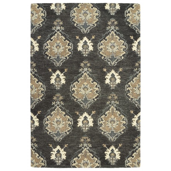 Kaleen Brooklyn Collection Dark Charcoal Throw Rug 2' x 3'