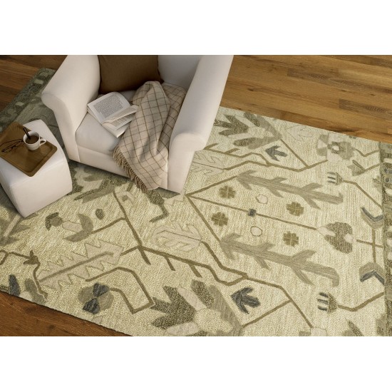 Kaleen Brooklyn Collection Light Olive Throw Rug 2' x 3'