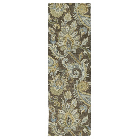 Kaleen Helena Collection Dark Brown Runner 2'6" x 8'