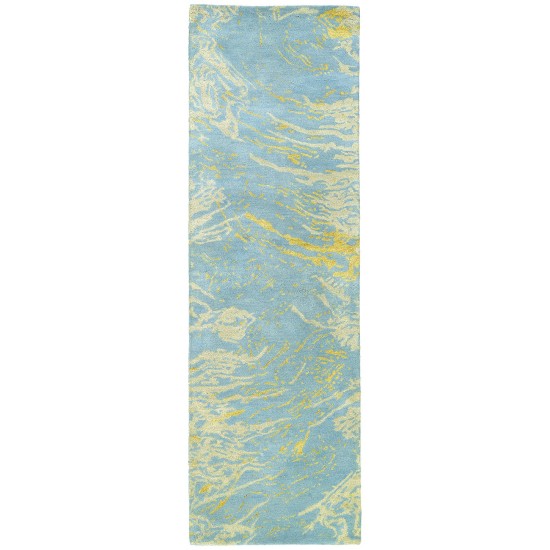 Kaleen Brushstrokes Collection Light Blue Throw Rug 2' x 3'