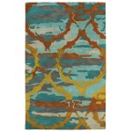 Kaleen Brushstrokes Collection Teal Turquoise Throw Rug 2' x 3'