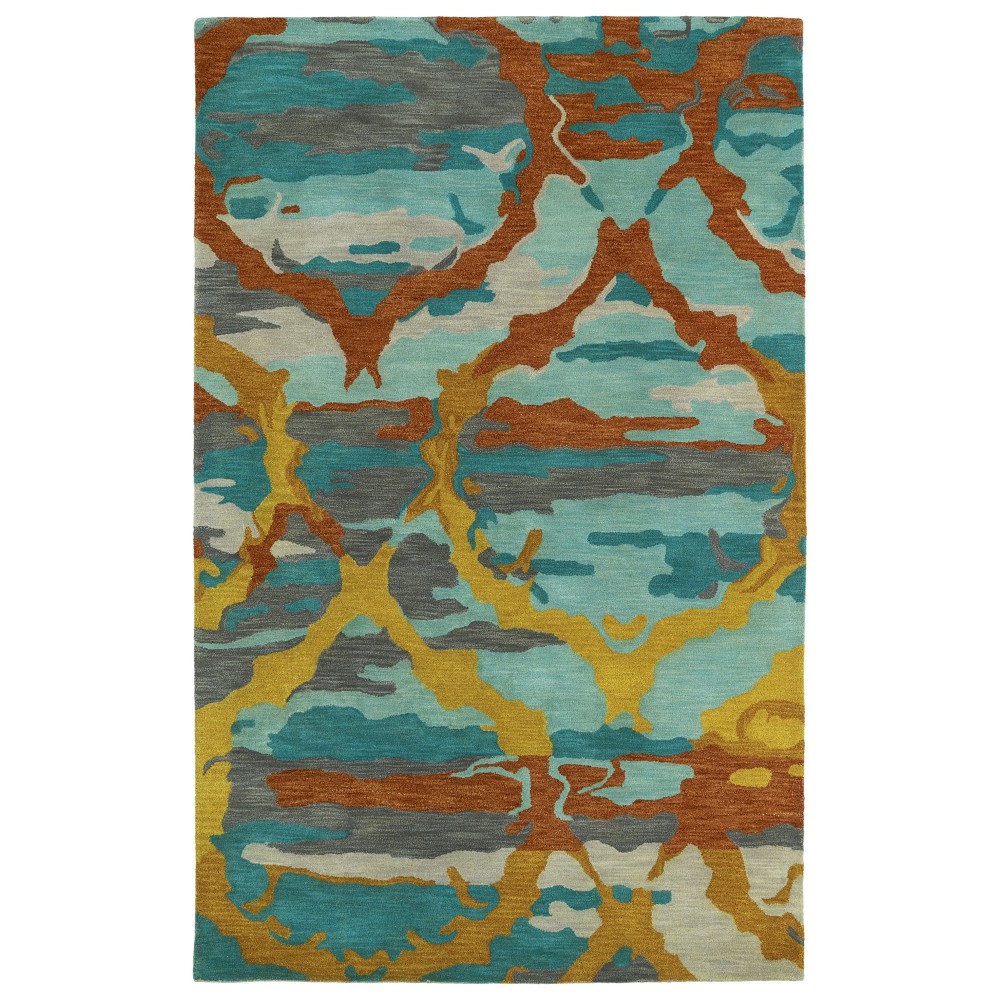 Kaleen Brushstrokes Collection Teal Turquoise Throw Rug 2' x 3'