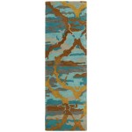 Kaleen Brushstrokes Collection Teal Turquoise Throw Rug 2' x 3'