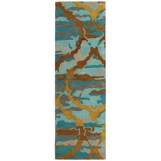 Kaleen Brushstrokes Collection Teal Turquoise Throw Rug 2' x 3'