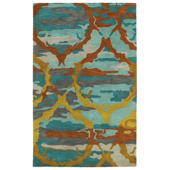 Kaleen Brushstrokes Collection Teal Turquoise Runner 2'6" x 8'