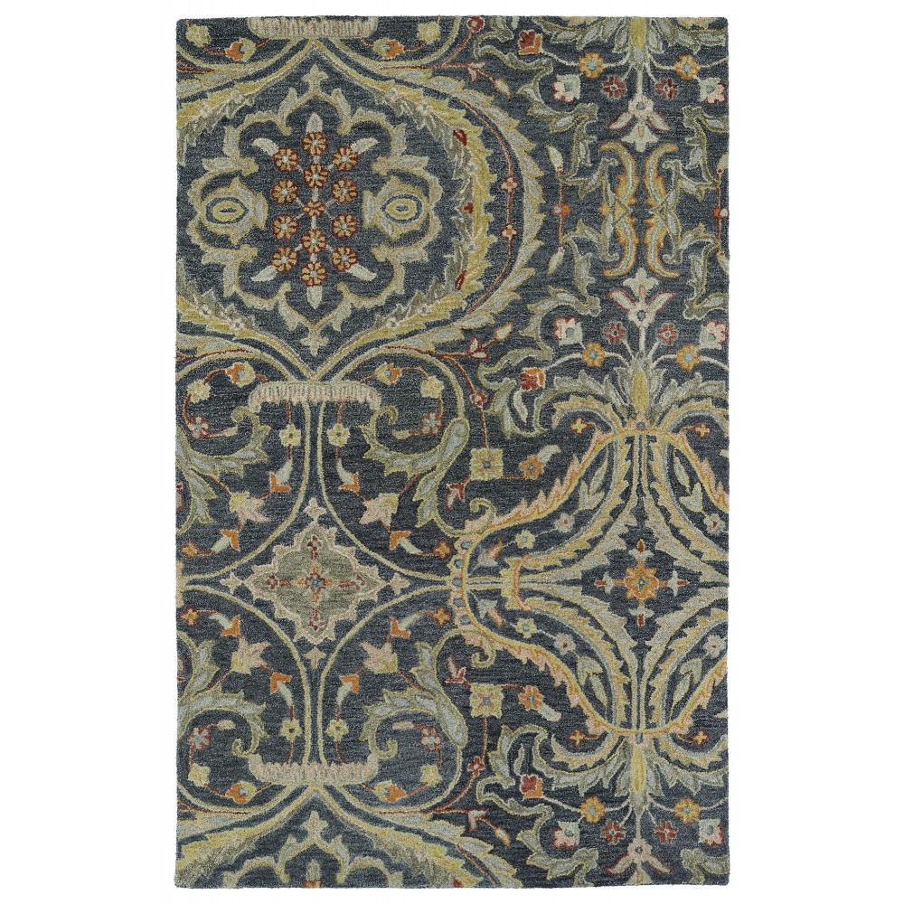 Kaleen Helena Collection Pewter Gray OliveGreen Runner 2'6" x 8'