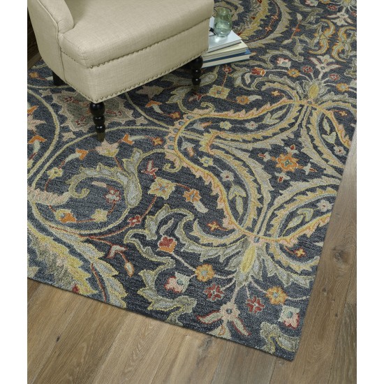 Kaleen Helena Collection Pewter Gray OliveGreen Runner 2'6" x 8'