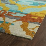 Kaleen Brushstrokes Collection Teal Turquoise Area Rug 3'6" x 5'6"