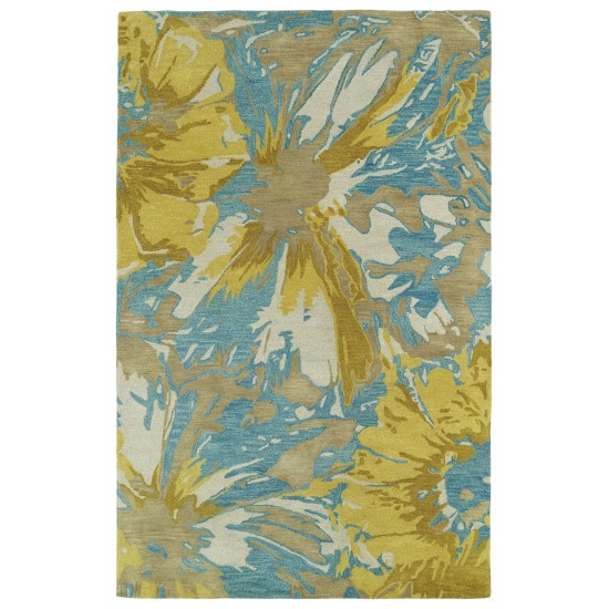 Kaleen Brushstrokes Collection Bright Gold Throw Rug 2' x 3'