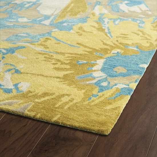 Kaleen Brushstrokes Collection Bright Gold Throw Rug 2' x 3'