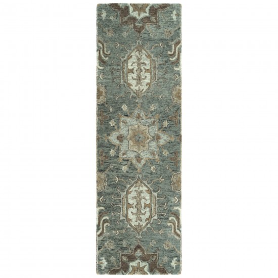 Kaleen Chancellor Collection Dark Pewter Green Runner 2'6" x 8'