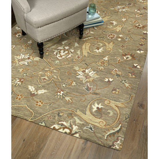 Kaleen Helena Collection Lt Brown Linen Throw Rug 2' x 3'