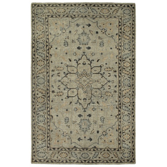 Kaleen Herrera Collection Light Pewter Green Throw Rug 2' x 3'